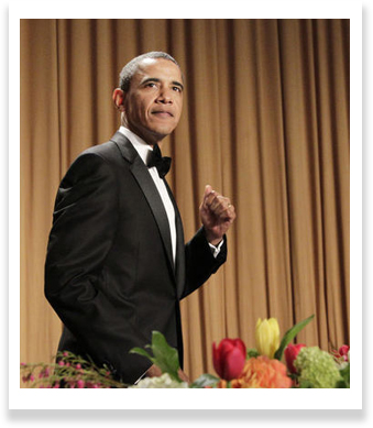 President Obama heads to the rostrum at the White House Correspondents Dinner on Saturday night to offer his barbed observations on a few of his critics. (Manuel Balce Ceneta, Associated Press)